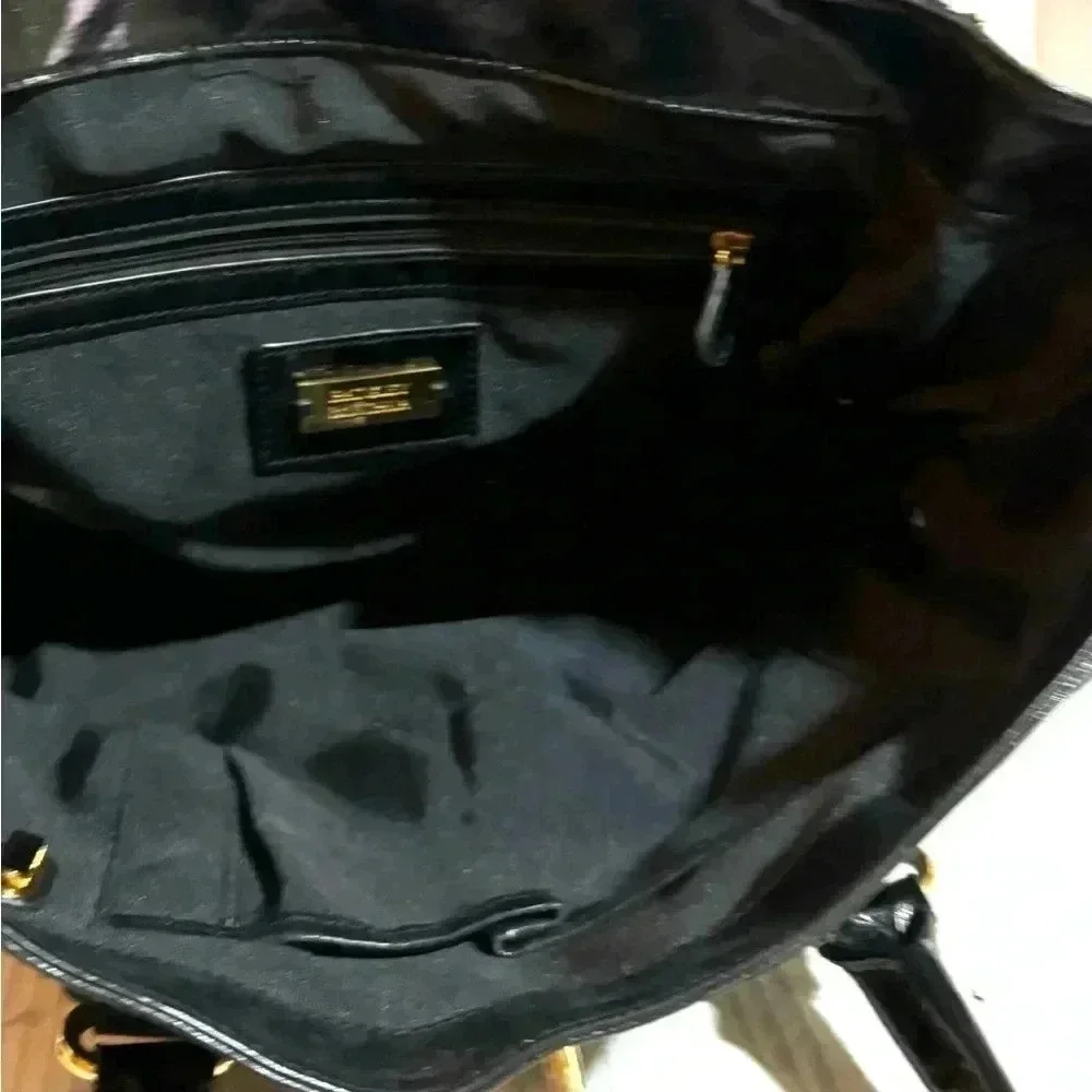 Badgley Mischka black leather satchel handbag